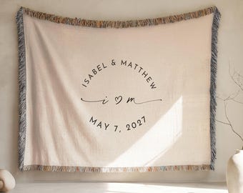 Personalized Wedding Blanket Custom Monogram Blanket Wedding Gift for Couple Engagement Gift Newlywed Gift Wedding Date Blanket