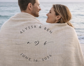 Personalized Wedding Blanket Custom Monogram Blanket Wedding Gift for Couple Engagement Gift Newlywed Gift Wedding Date Blanket