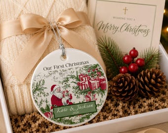 Personalisierte Geschenkbox für das erste Weihnachtsfest, individueller Weihnachtsschmuck & kuschelige Decke, Weihnachtsgeschenk für Frischvermählte