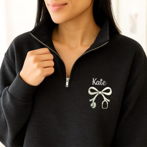 Embroidered Nurse Sweatshirt, Custom RN Quarter Zip, Nursing Student Graduation Gift, Personalized medical office apparel, 1/4 zip Pullover