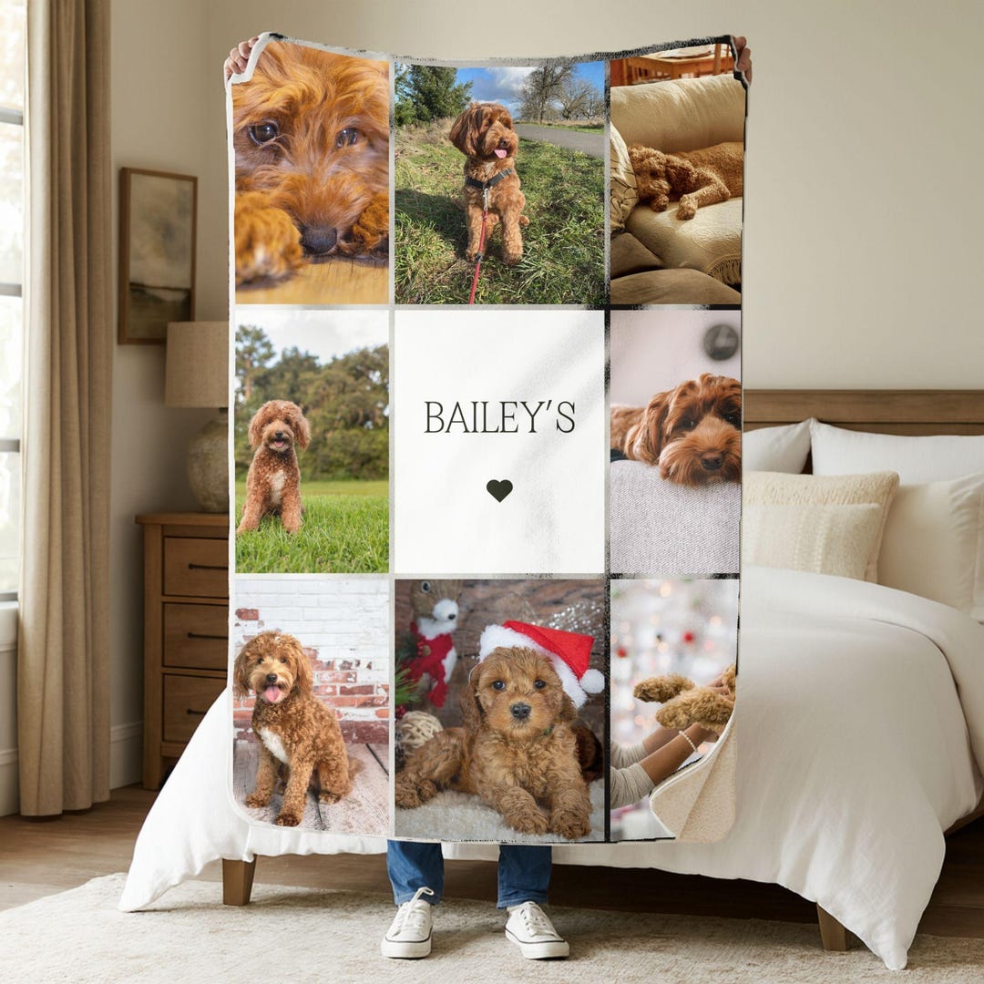 Custom Pet Photo Blanket - Personalized Dog Sherpa Blanket - Pet ...