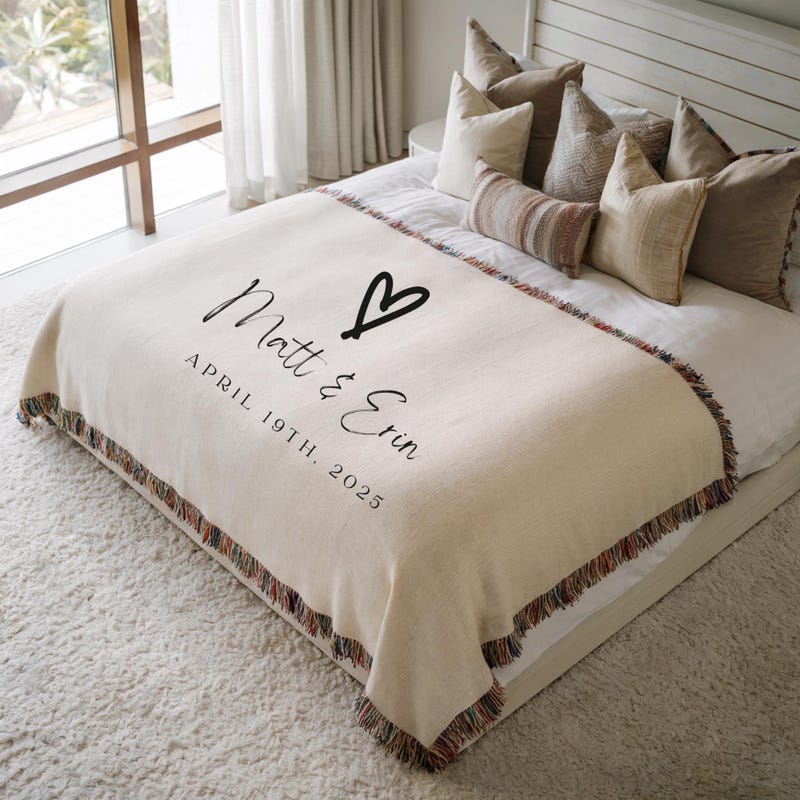 Personalized Anniversary Blanket Custom Wedding Throw Anniversary Blanket Engagement Gift For Couple Wedding Shower Bridal Shower Gift