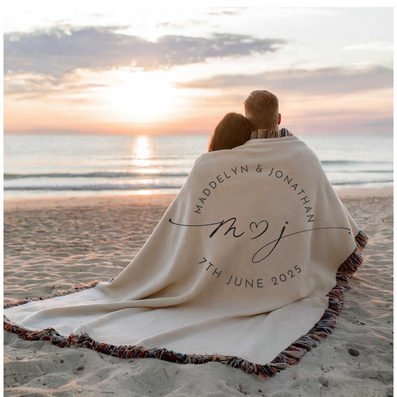 Personalized Anniversary Blanket Custom Wedding Throw Anniversary Blanket Engagement Gift For Couple Wedding Shower Bridal Shower Gift
