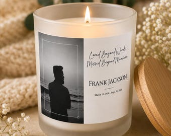Personalized Memorial Candle, In Loving Memory Candle, Celebration of Life Gift, Sympathy Gift, Custom Photo Memorial