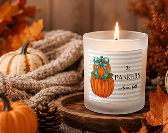 Personalized Fall Hostess Candle, Custom Family Name Candle, Thanksgiving Hostess, Friendsgiving Gift, Welcome Fall