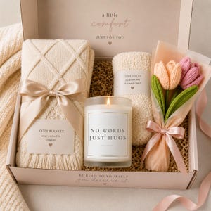Thinking of You Gift Box, No Words Just Hugs Gift Box, Comfort Care Package for Women, Sympathy Gift, Encouragement Gift, Cozy Self Care Box
