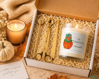 Personalized Fall Hostess Candle, Custom Family Name Candle, Friendsgiving Gift, Thanksgiving Hostess Gift, Pumpkin Fall Candle