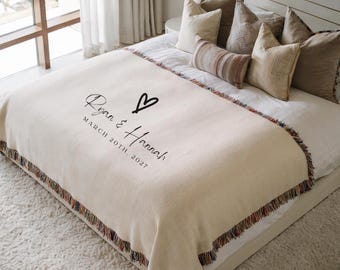 Personalized Anniversary Blanket Custom Wedding Throw Anniversary Blanket Engagement Gift for Couple Wedding Shower Bridal Shower Gift