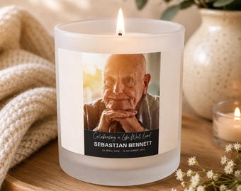 Personalized Memorial Candle, Custom Photo Remembrance Candle, Bereavement Gift, Sympathy Keepsake, Personalized Memorial Candle, Celebratio