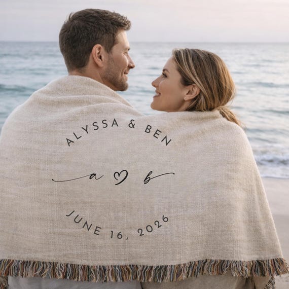 Personalized Wedding Blanket Custom Monogram Blanket Wedding Gift for Couple Engagement Gift Newlywed Gift Wedding Date Blanket