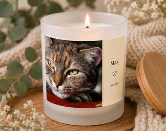 Personalized Cat Memorial Candle, Custom Pet Loss Gift with Photo, Cat Sympathy Gift, Pet Remembrance Candle, Memorial Gift for Cat Lover