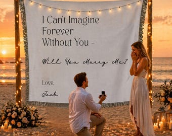 Will You Marry Me Blanket Personalized, Proposal Blanket Custom Name, Engagement Gift for Her, Romantic Beach Proposal Blanket