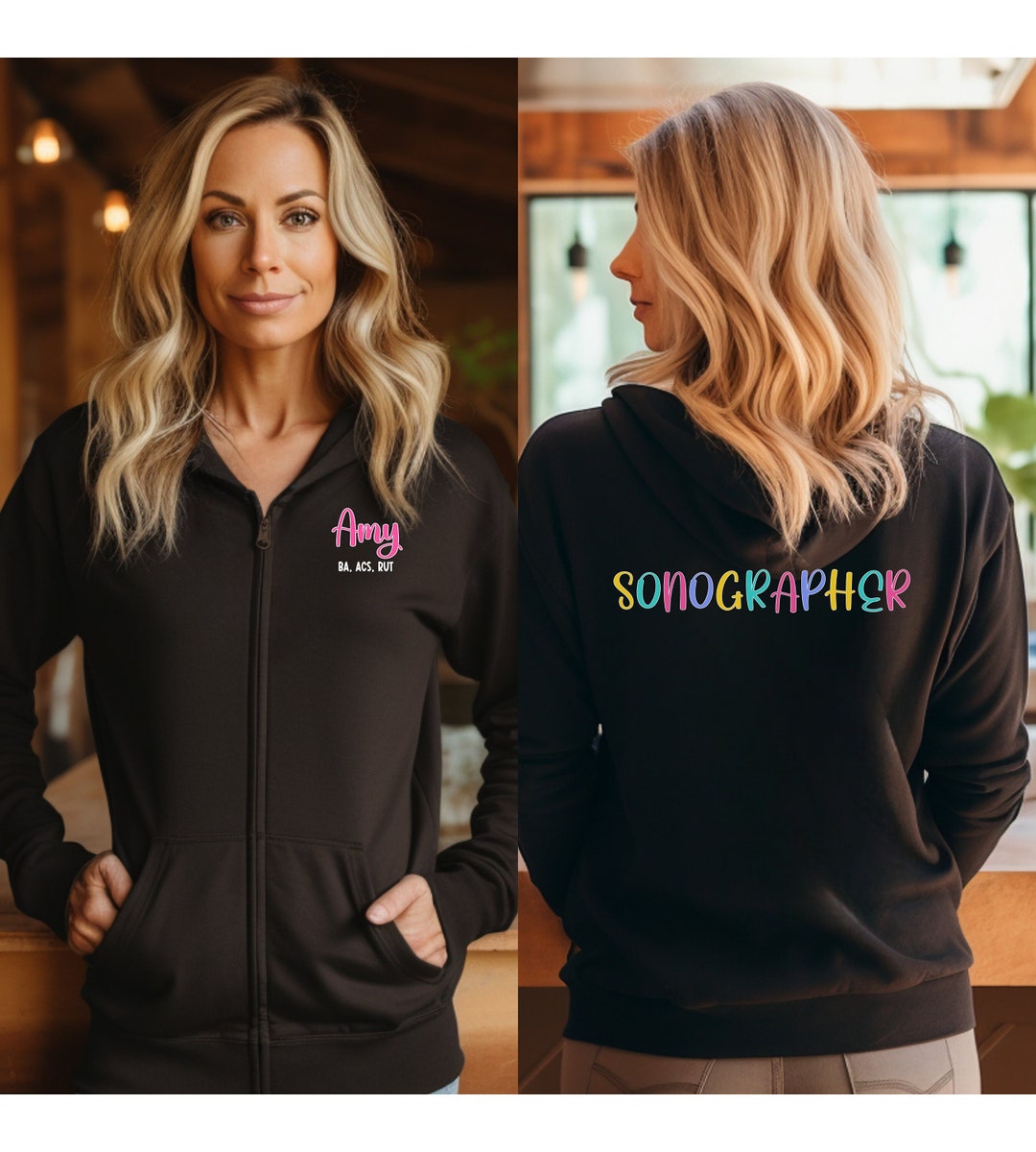 Sonographer Jacket Ultrasound Tech Hoodie Custom Zipup Hoodie for