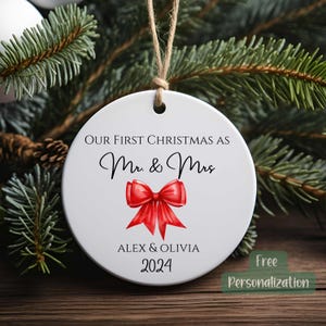 Our First Christmas Married Ornament 2024 Our First Christmas As Mr & Mrs Ornament First Married Christmas Wedding Ornament Mr And Mrs Gifts