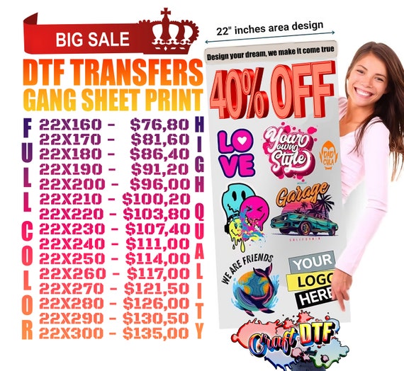 DTF Gang Sheet, Custom DTF Transfers, Wholesale Gang, Bulk DTF Sheets, Ready To Press, Direct to Film Transfer, Personalized Heat Print