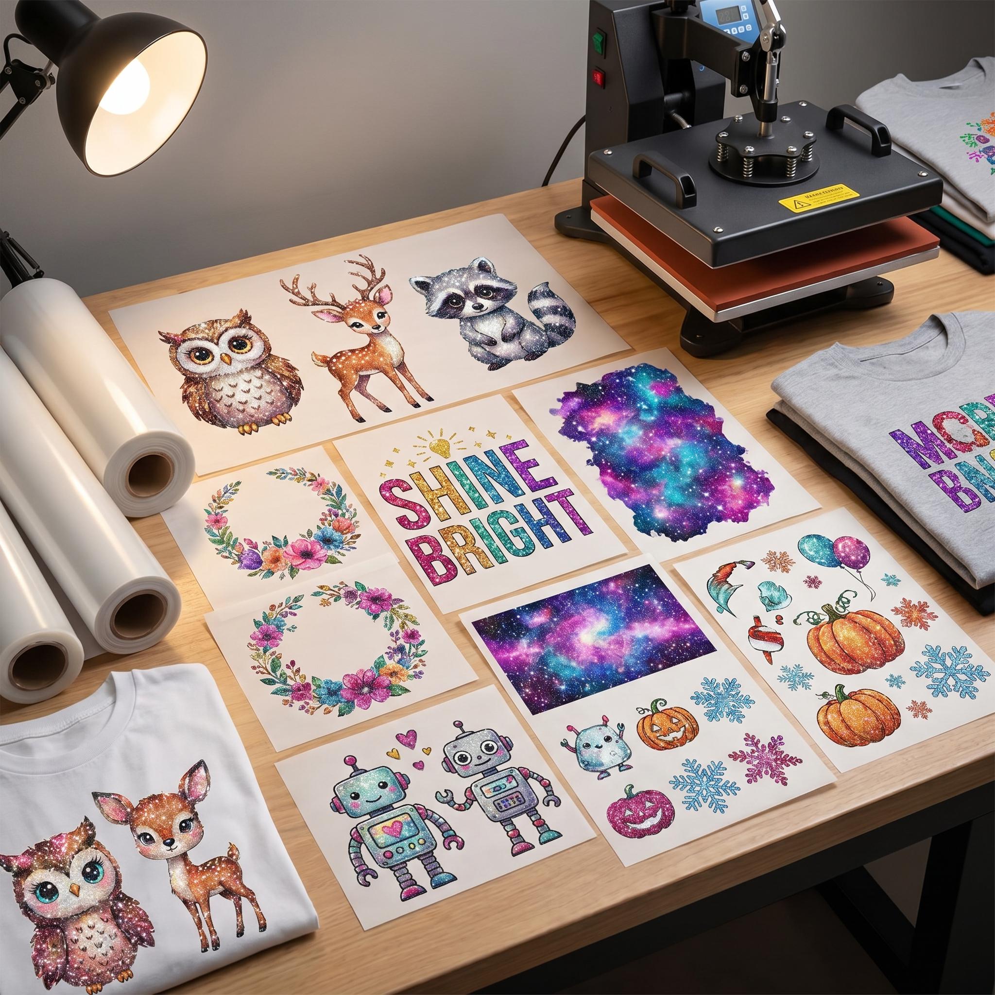 Glitter DTF Transfer Custom Print | Shiny Ready to Press Transfers for ...
