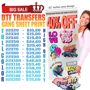 DTF Gang Sheet, Custom DTF Transfers, Wholesale Gang, Bulk DTF Sheets, Ready To Press, Direct to Film Transfer, Personalized Heat Print.