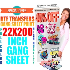 DTF Transfer, Custom DTF Print, Custom Gang Sheet, Custom Heat Transfer, Bulk DTF Transfer, Wholesale Dtf Print, No Weeding, Ready To Press