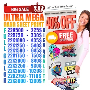 Mega Bulk Gang Sheet, Dtf Transfers Wholesale, Gang Sheet Print, Ready To Press,Ready To Print,Direct To Film,Bulk Printing,Same Day Service