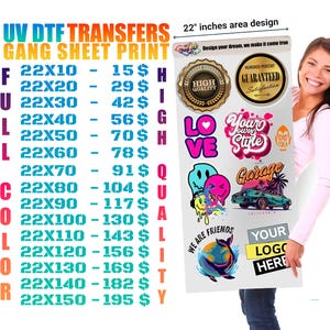 Custom UV DTF Gang Sheet, Decals, Stickers, Uv DTF Transfers, Wholesale Prices, Permanent Durable Vibrant Uv Dtf, Uv Dtf Cup Wrap Printing