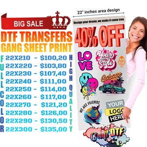 DTF Gang Sheet, Custom DTF Transfers, Wholesale Gang, Bulk DTF Sheets, Ready To Press, Direct to Film Transfer, Personalized Heat Print