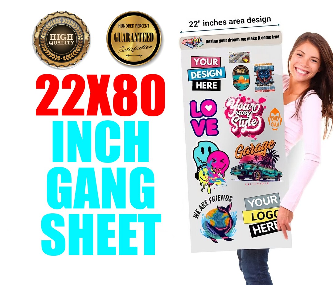 Custom DTF Gang Sheet Ready to Press, Full Color Heat Transfers for ...