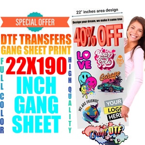 DTF Transfer, Custom DTF Print, Custom Gang Sheet, Custom Heat Transfer, Bulk DTF Transfer, Wholesale Dtf Print, No Weeding, Ready To Press