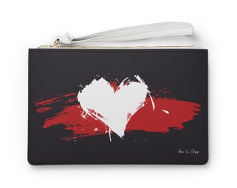 Red and White Heart Clutch Bag