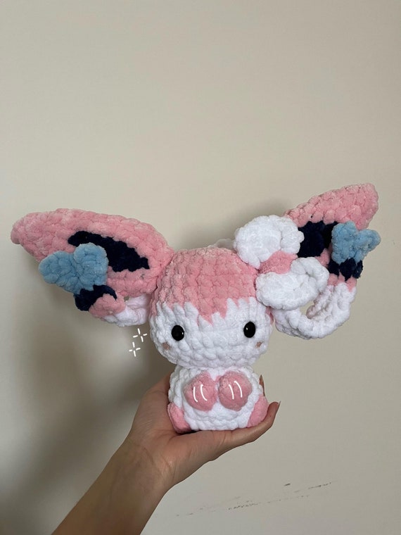 Eevee Sylveon and Shiny Sylveon Handmade Crochet Cute Plushie Yarn