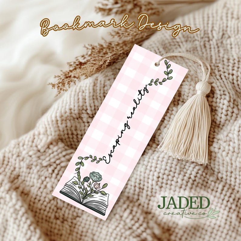 Bookmark Cursive Printable Escaping Reality Bookmark | Digital Download PNG File ...