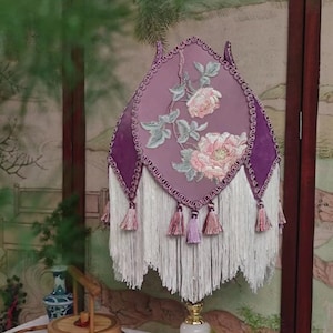 Handmade LampShade With Fringes-Victorian Lampshade-Luxury Ceiling Pendent-Custom LampShade-Vintage Style Lampshade-Living Room Lampshade