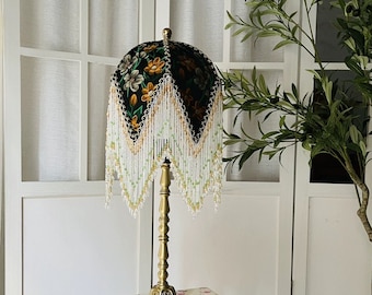 Handmade LampShade With Fringes-Victorian Lampshade Only-Luxury Ceiling Pendent-Custom LampShade-Vintage Style Lampshade-Lampshade For Table