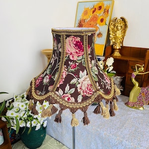 Handmade LampShade With Fringes-Victorian Lampshade Only-Luxury Ceiling Pendent-Custom LampShade-Vintage Style Lampshade-Lampshade For Table