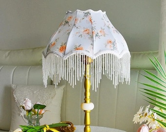 Handmade LampShade With Fringes-Victorian Lampshade Only-Luxury Ceiling Pendent-Custom LampShade-Vintage Style Lampshade-Lampshade For Table