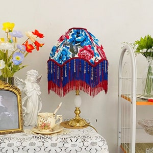 Handmade LampShade With Fringes-Victorian Lampshade-Luxury Ceiling Pendent-Custom LampShade-Vintage Style Lampshade-Living Room Lampshade