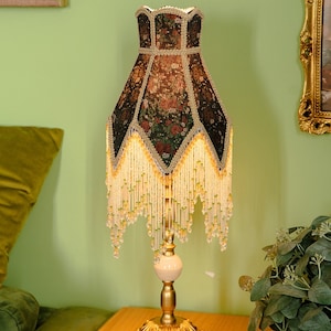 Handmade LampShade With Fringes-Victorian Lampshade Only-Luxury Ceiling Pendent-Custom LampShade-Vintage Style Lampshade-Lampshade For Table
