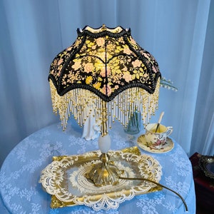 Handmade LampShade With Fringes-Victorian Lampshade Only-Luxury Ceiling Pendent-Custom LampShade-Vintage Style Lampshade-Lampshade For Table