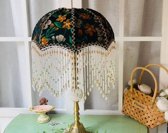Handmade LampShade With Fringes-Victorian Lampshade Only-Luxury Ceiling Pendent-Custom LampShade-Vintage Style Lampshade-Lampshade For Table