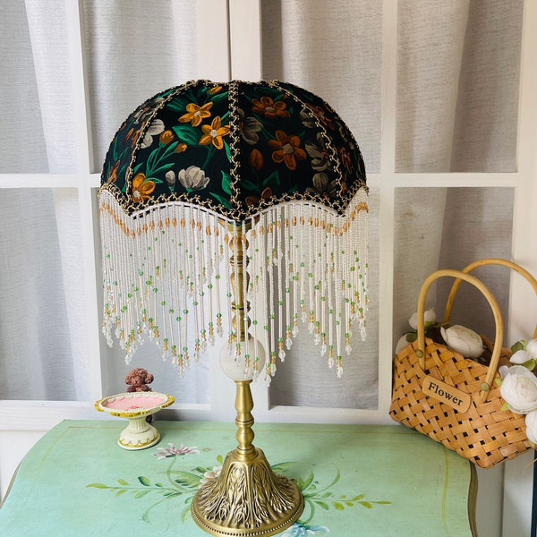 Handmade LampShade With Fringes-Victorian Lampshade Only-Luxury Ceiling Pendent-Custom LampShade-Vintage Style Lampshade-Lampshade For Table