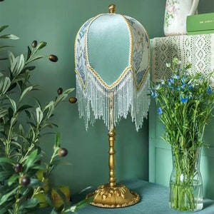 Handmade LampShade With Fringes-Victorian Lampshade Only-Luxury Ceiling Pendent-Custom LampShade-Vintage Style Lampshade-Lampshade For Table