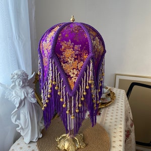 Handmade LampShade With Fringes-Victorian Lampshade Only-Luxury Ceiling Pendent-Custom LampShade-Vintage Style Lampshade-Lampshade For Table