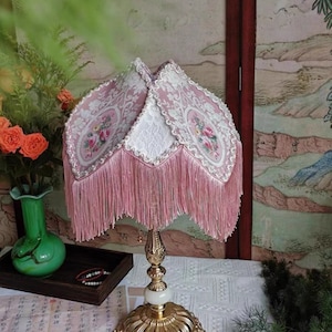 Handmade LampShade With Fringes-Victorian Lampshade-Luxury Ceiling Pendent-Custom LampShade-Vintage Style Lampshade-Living Room Lampshade