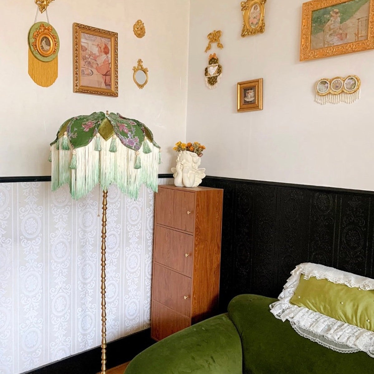 Handmade Lampshade With Fringes-victorian Lampshade-luxury Ceiling Pendent-custom Lampshade-vintage Style Lampshade-living Room Lampshade - Etsy