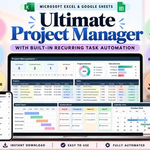 Projektmanagement-Tabellenkalkulation, Gantt-Diagramm, Kanban-Board, Aufgabenmanager, Projektzeitplan, Google Sheets
