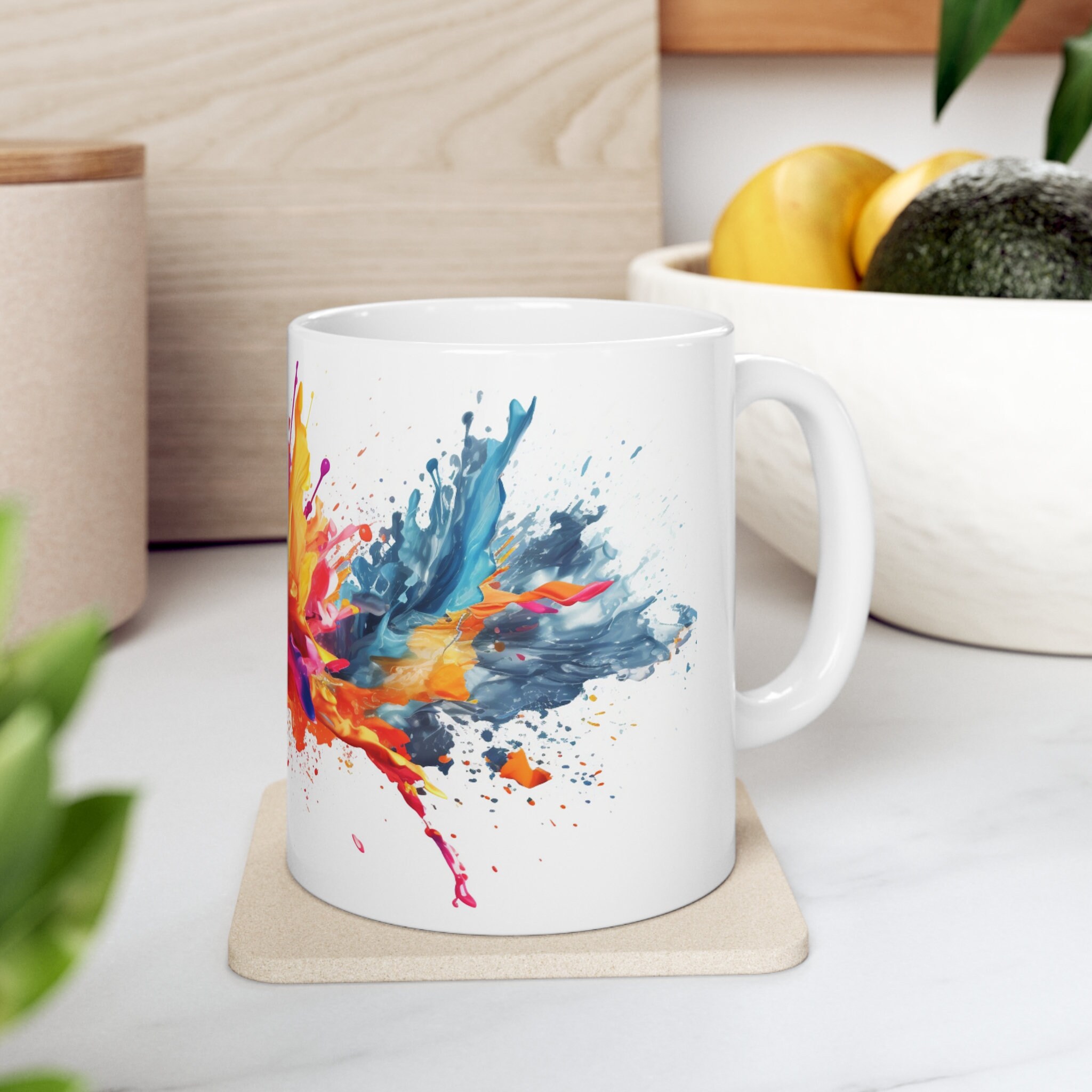 Splash Mug, Splash Art Mug, Colorful Art, Color, Splash Art Etsy