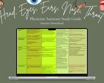 Guías de estudio integrales HEENT / Descarga digital / Asistente médico / Enfermera practicante / Enfermería / Estudiante de medicina