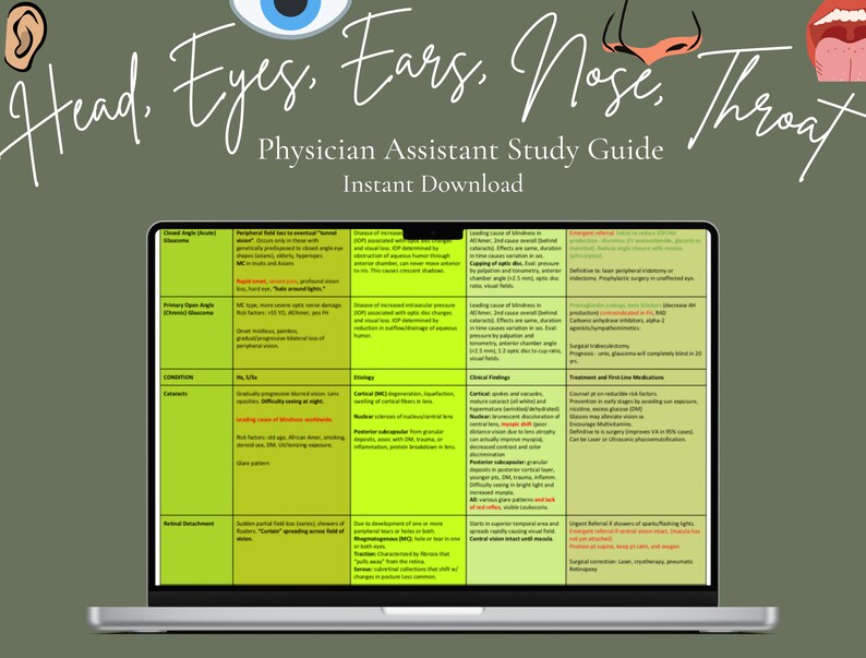 HEENT Comprehensive Study Guides | Digital Download | Physician ...