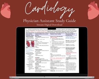 Guías de estudio de cardiología integrales / Descarga digital / Asistente médico / Enfermero practicante / Enfermería / Estudiante de medicina