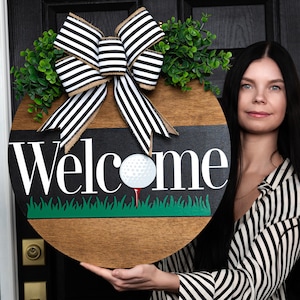 Welcome Front Door Decor | Golf Sign | Sports Sign Welcome | Golf Door Hanger | Golf Wreath | Golf Door Sign | Sports Gift