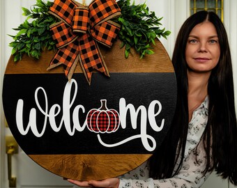 CINTRE DE SIGNE De Bienvenue, Panneau Suspendu De Porte En Bois Pour